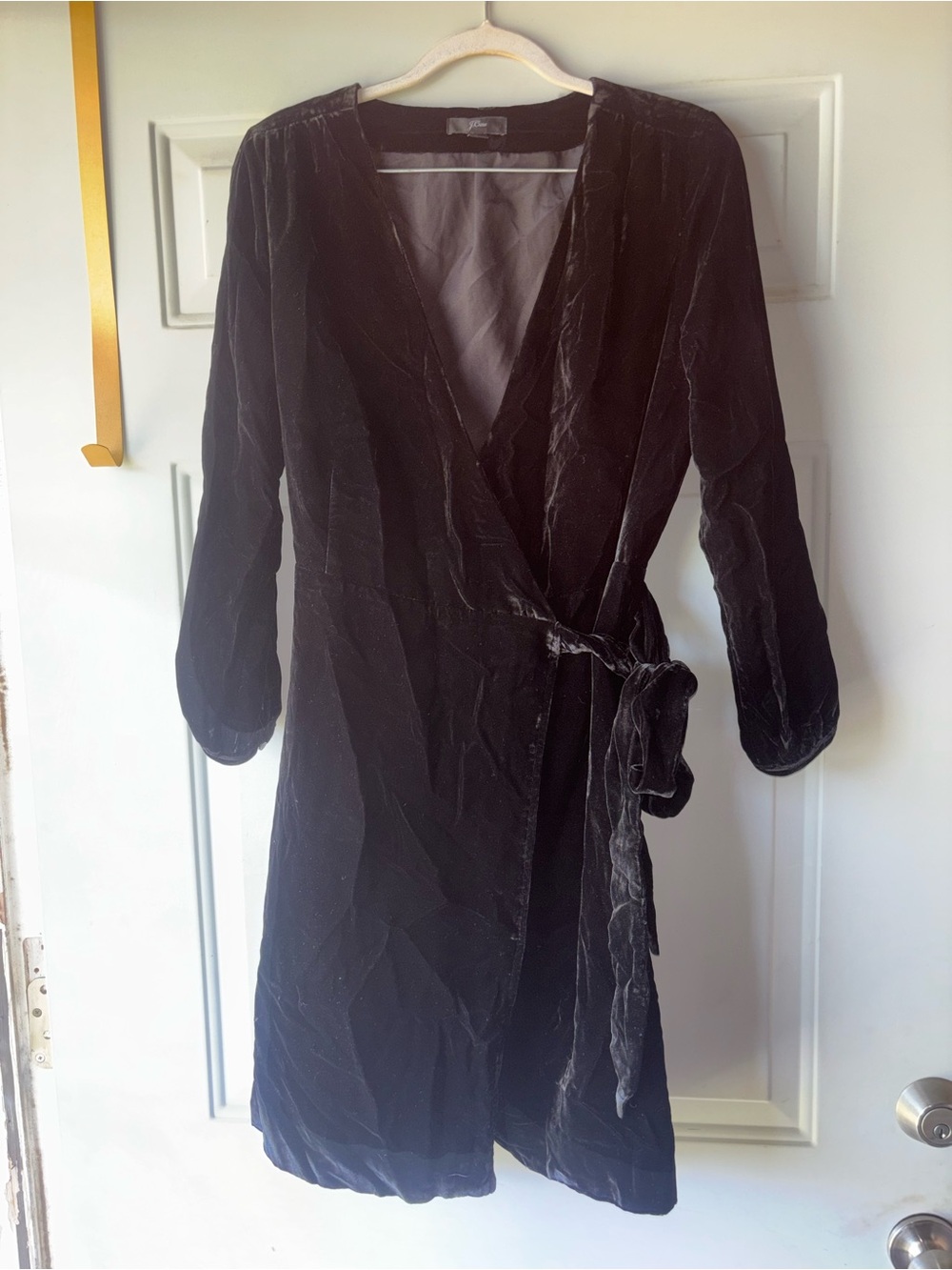 J. Crew black velvet wrap dress size 2